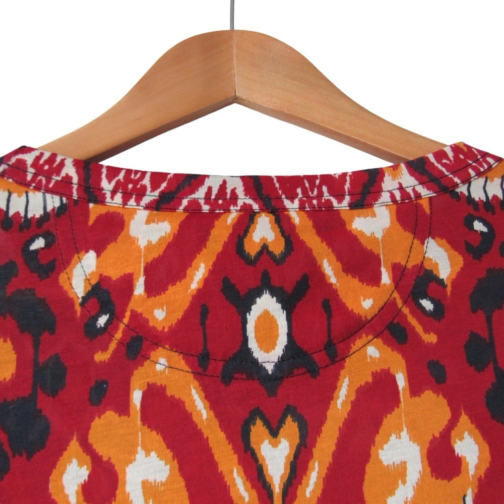 Tory Burch Sabrina Ikat Top Size Small Long Sleeves Pima Cotton Western Aztec - Picture 6 of 10